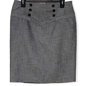 𝅺abg Gray and White Pinstripe Cotton Blend Pencil Skirt Size 8